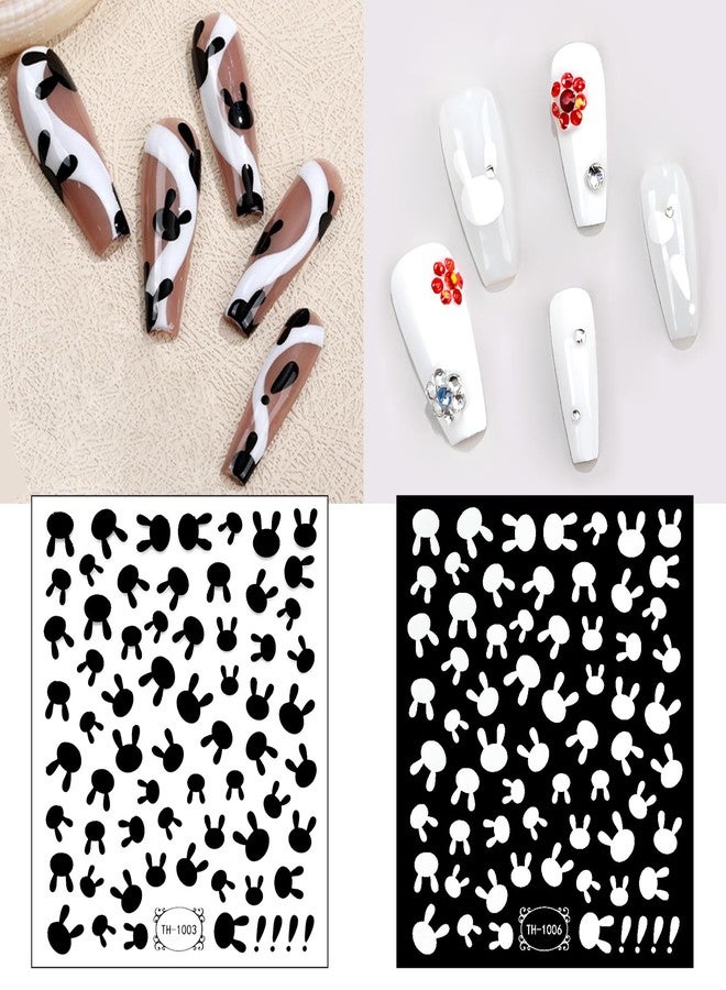 Lifextol 10 Sheets Black Heart Nail Stickers, 3D Nail Stickers Nail Decals for Nail decorations, Star Nail Stickers for Nail Art, White Spring Nail Stickers Flower Nail Decals for Nail Art - Image 3