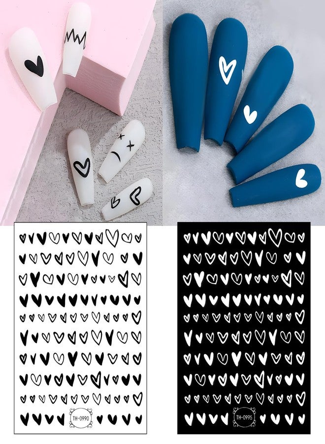 Lifextol 10 Sheets Black Heart Nail Stickers, 3D Nail Stickers Nail Decals for Nail decorations, Star Nail Stickers for Nail Art, White Spring Nail Stickers Flower Nail Decals for Nail Art - Image 5