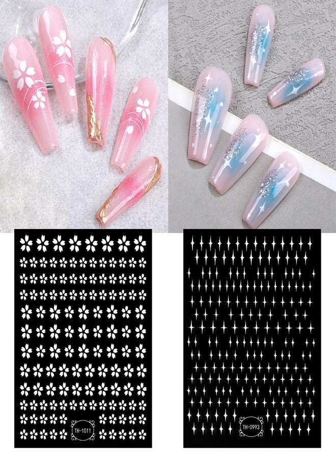 Lifextol 10 Sheets Black Heart Nail Stickers, 3D Nail Stickers Nail Decals for Nail decorations, Star Nail Stickers for Nail Art, White Spring Nail Stickers Flower Nail Decals for Nail Art - Image 4