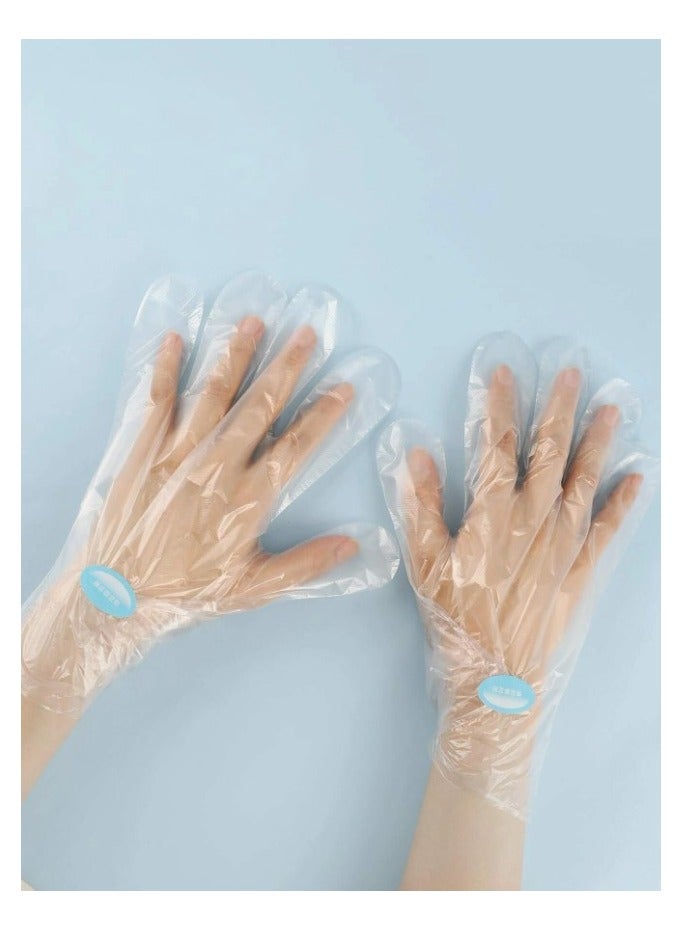 100pcs disposable clear plastic gloves, one size fits all  - Image 1
