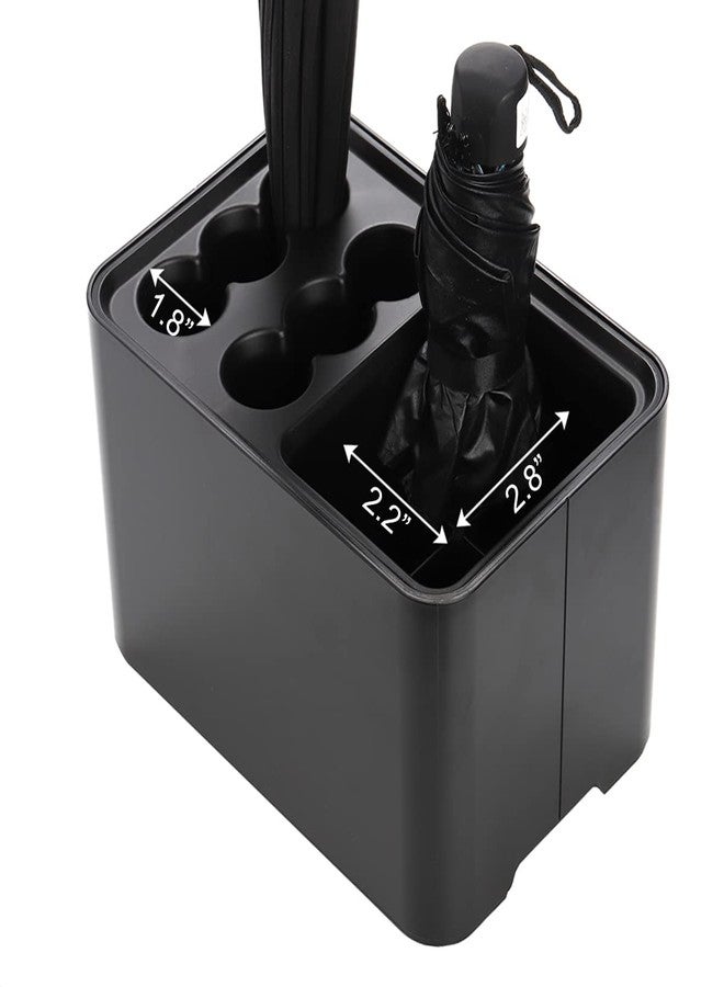 Elsjoy Black Umbrella Stand, Entryway Umbrella Organizer, Compact and Efficient with Removable Drip Tray, Holds 10 Umbrellas - Image 3