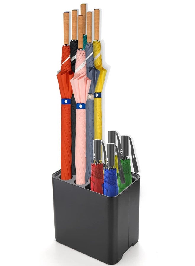 Elsjoy Black Umbrella Stand, Entryway Umbrella Organizer, Compact and Efficient with Removable Drip Tray, Holds 10 Umbrellas - Image 1