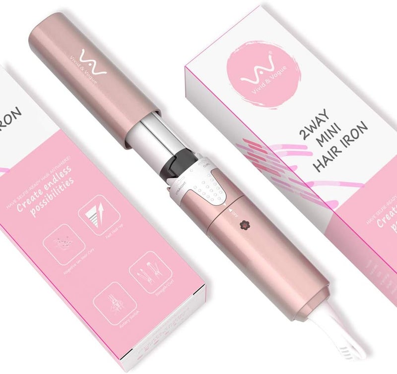 VAV 2 in 1 Curling Iron Ceramic Curling Wand and Flat Iron Ionic Hair Curler and Straightener Portable Travel Dual Voltage