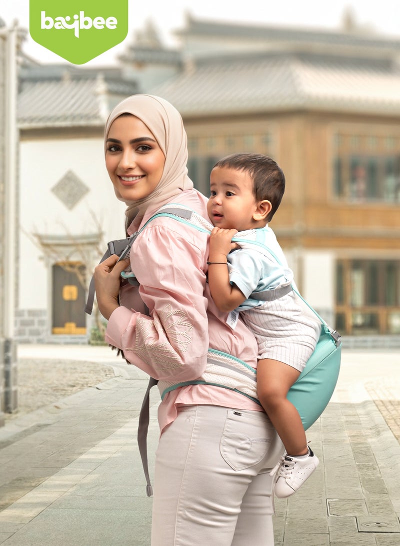 Baybee Flownest Baby Carrier for 0 to 3 Years Baby | Adjustable Baby Carry Bag with 6 Carrying Positions, Breathable Mesh Fabric & Back Support | 30° Inclined Non-Slip Padded Hip Seat Baby Carrier for Newborn| Kangaroo Bags for Toddlers Green - Image 2
