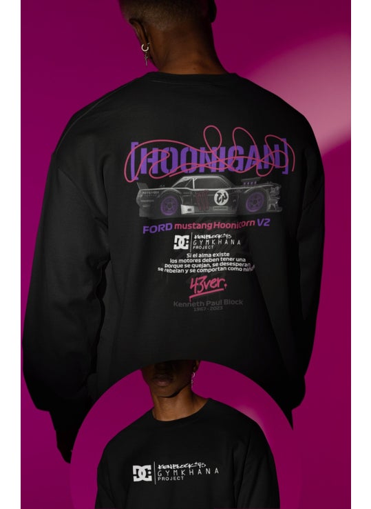 Hoonigan Racing Division Back Printed Hoodless Sweatshirt, Oversize Ken Block 43 Sweat