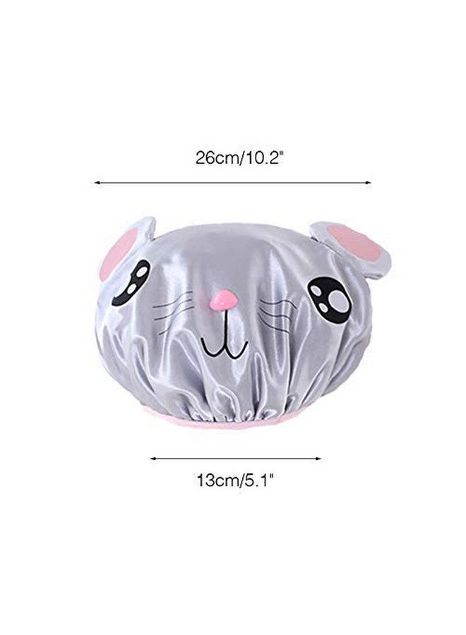 g2plus 2 Pcs Kids Shower Cap Funny Cute Cartoon Bath Hat Waterproof Shower Bath Caps For Boys Or Girls (Grey) - Image 2