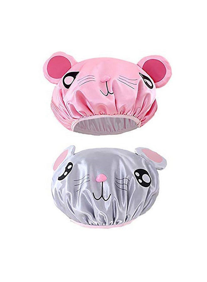 g2plus 2 Pcs Kids Shower Cap Funny Cute Cartoon Bath Hat Waterproof Shower Bath Caps For Boys Or Girls (Grey) - Image 1