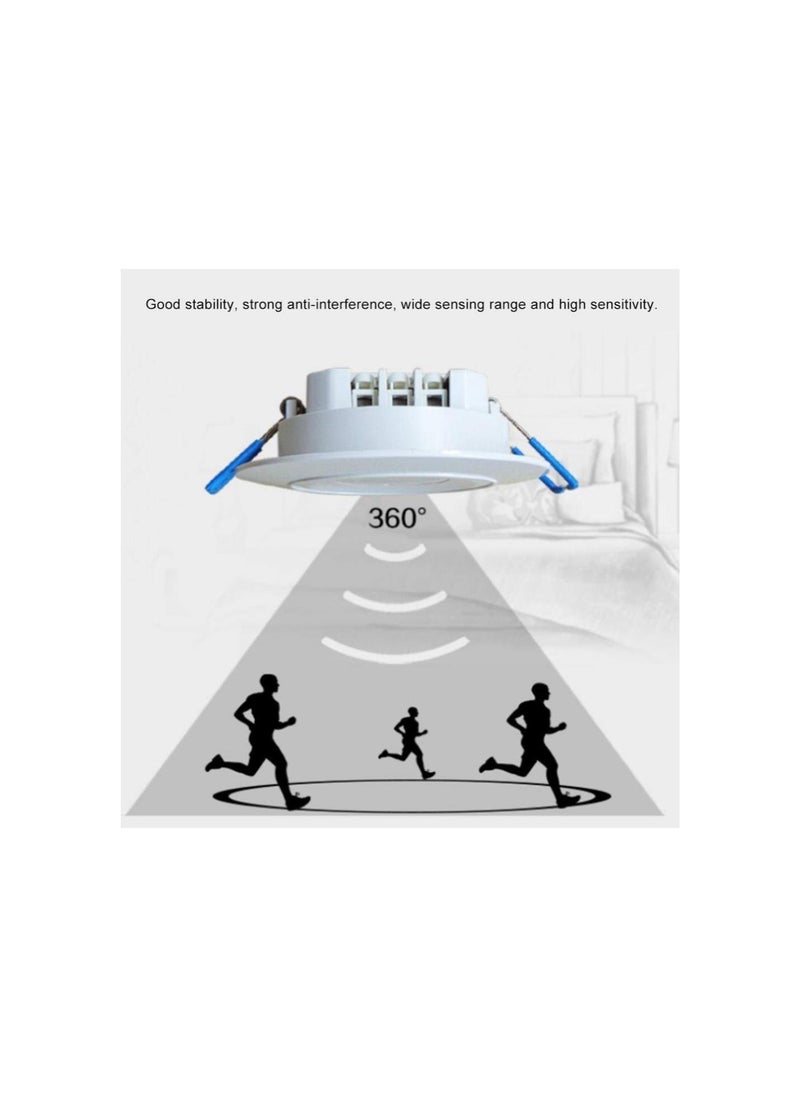 Motion Sensor Light Switch, 360 Degree Smart Microwave Sensor Ceiling Occupancy Sensor Detector, Ceiling PIR Motion Sensor Switch with High Sensitive