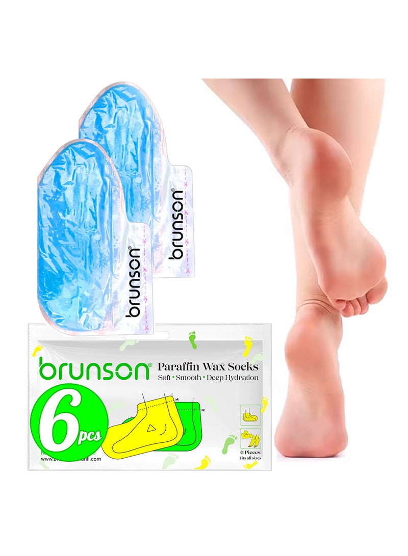 Brunson Paraffin Wax Socks Disposable Foot Moisturizing Spa Socks for Cracked Heels Dry Skin Pedicure Paraffin Therapy 6pcs Feet Wax Care Soft Hydrating Foot Bags for Deep moisturization - Image 1