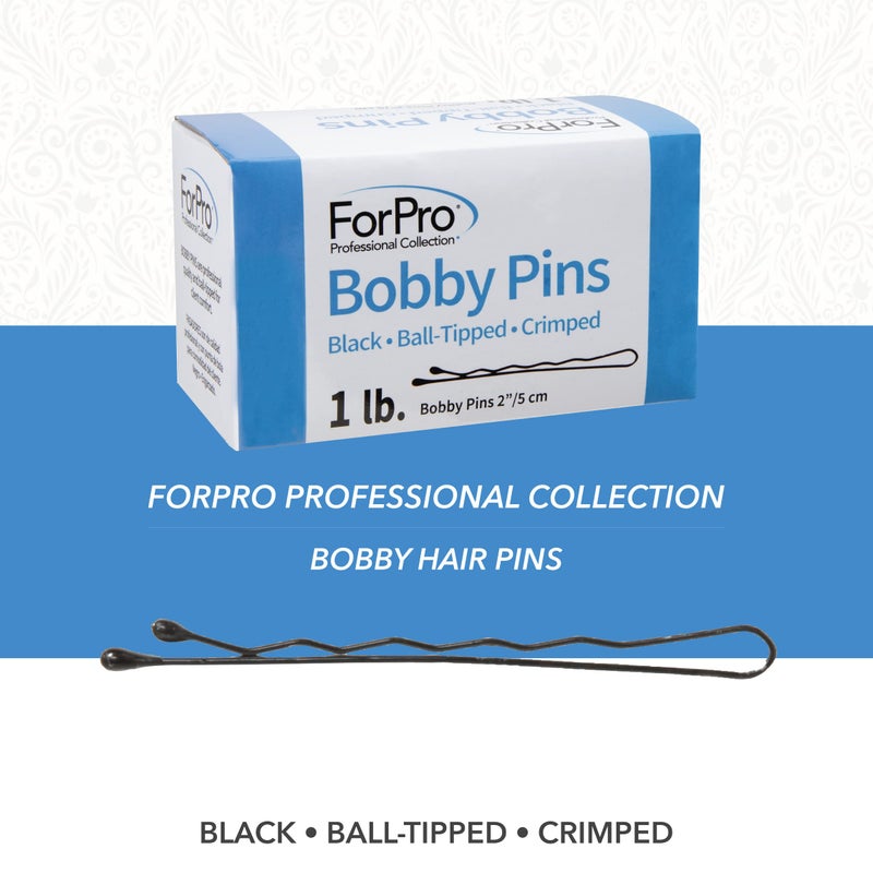 ForPro Professional Collection Bobby Pins (400-Count Approx), Black, 2" L, Ball-Tipped, Crimped, Non-Slip, Non-Damaging, 1 Lb. - Image 4
