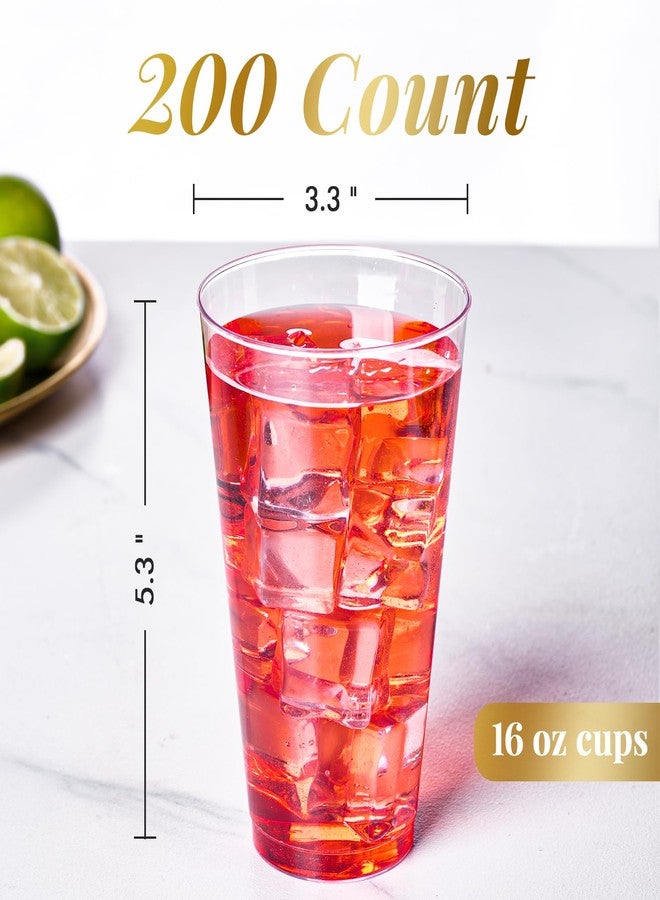 FOCUSLINE 200 Pack 16 oz Clear Plastic Cups, Large Disposable Cups Plastic Party Cup, 16 Ounce Heavy duty Clear Cups for Party, Thanksgiving, Halloween, Christmas - Image 3