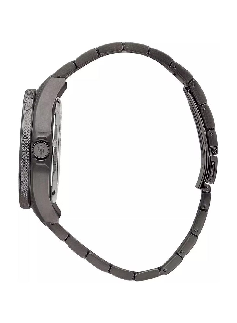 Maserati ساعة سفيدا أوتوماتيكية رمادية من الفولاذ المقاوم للصدأ بقرص أزرق R8823140015 - 44 مم - Image 2