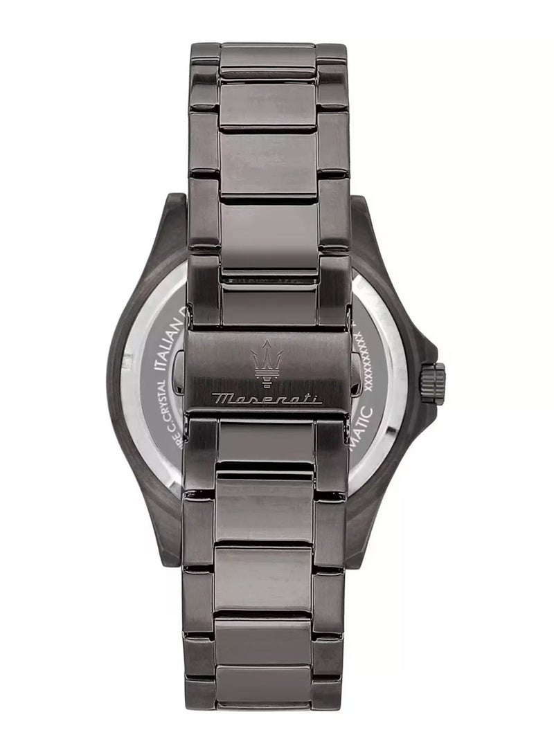 Maserati ساعة سفيدا أوتوماتيكية رمادية من الفولاذ المقاوم للصدأ بقرص أزرق R8823140015 - 44 مم - Image 4