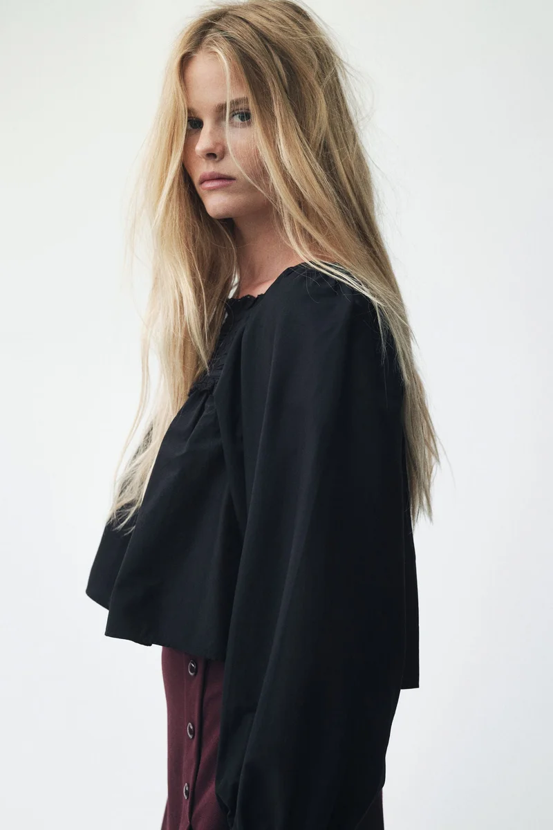 H&M Lace-trimmed cotton blouse