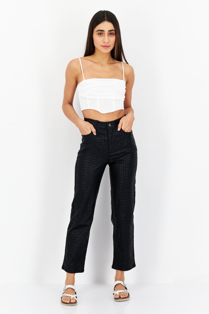 INC Denim Women Straight Fit Animal Print Stretchable Jeans, Black - Image 3