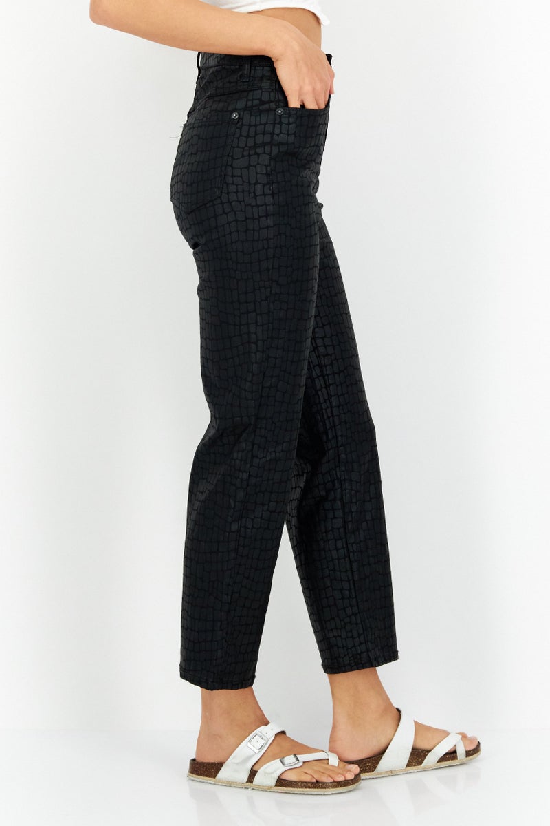 INC Denim Women Straight Fit Animal Print Stretchable Jeans, Black - Image 4