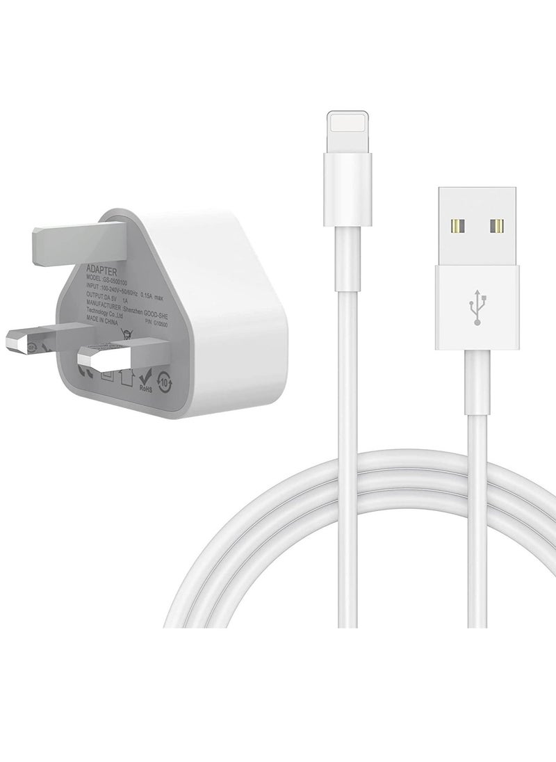 5V 1A Power Adapter Supply, USB Charger Cable and Plug Compatible for i Phone 5S, 6, 6S, 6 Plus, 6S Plus, 7, 7 Plus, 8, 8 Plus, XS, X, XS Max, 11, XR, i Pod Touch 5G Power Cord  - Image 1
