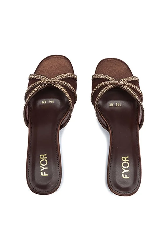 Fyor  Stylish Taped-Crystal Mesh Block Heel MY 394 for Women | Best Price UAE