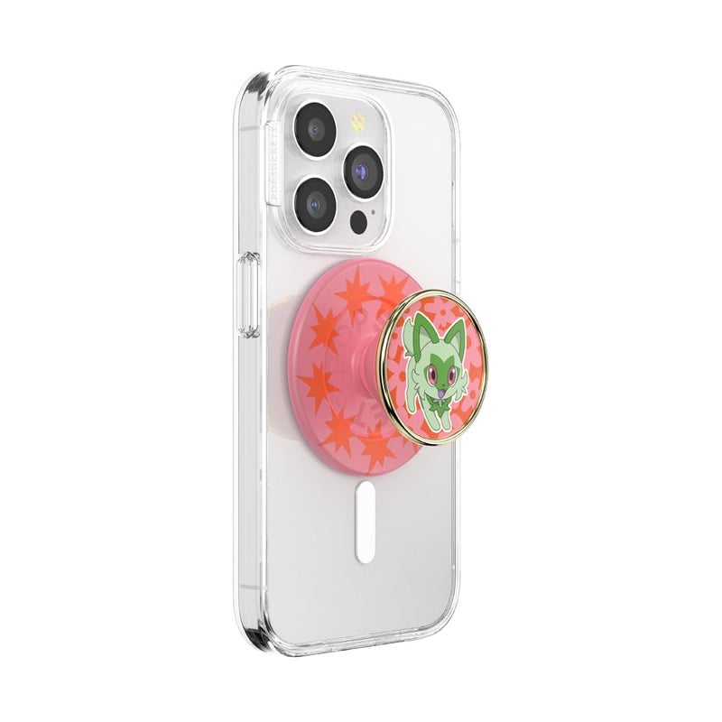 PopSockets Phone Grip for MagSafe, Magnetic Holder, Phone Stand, Pokemon - Sprigatito Stretch - Image 1