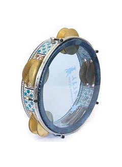 Generic Colorful wooden riq tambourine with metal jingles & plastic head - multicolour  - Image 1