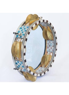 Generic Colorful wooden riq tambourine with metal jingles & plastic head - multicolour  - Image 2