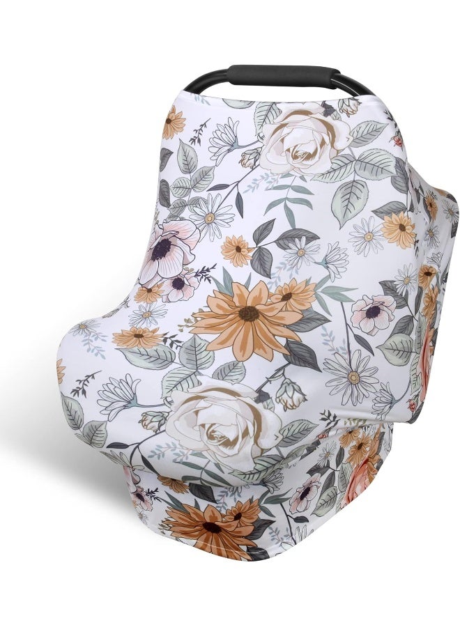 Rquite Car Seat Covers for Babies, Baby Car Seat Canopy Carrier Cover, Breathable Nursing Cover for Breastfeeding, Stretchy Carseat Cover Boys Girls, Multi-Use Infant Carseat Stroller Cover - Image 1