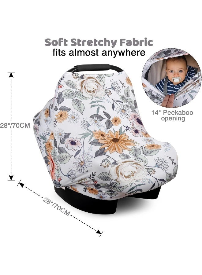 Rquite Car Seat Covers for Babies, Baby Car Seat Canopy Carrier Cover, Breathable Nursing Cover for Breastfeeding, Stretchy Carseat Cover Boys Girls, Multi-Use Infant Carseat Stroller Cover - Image 2