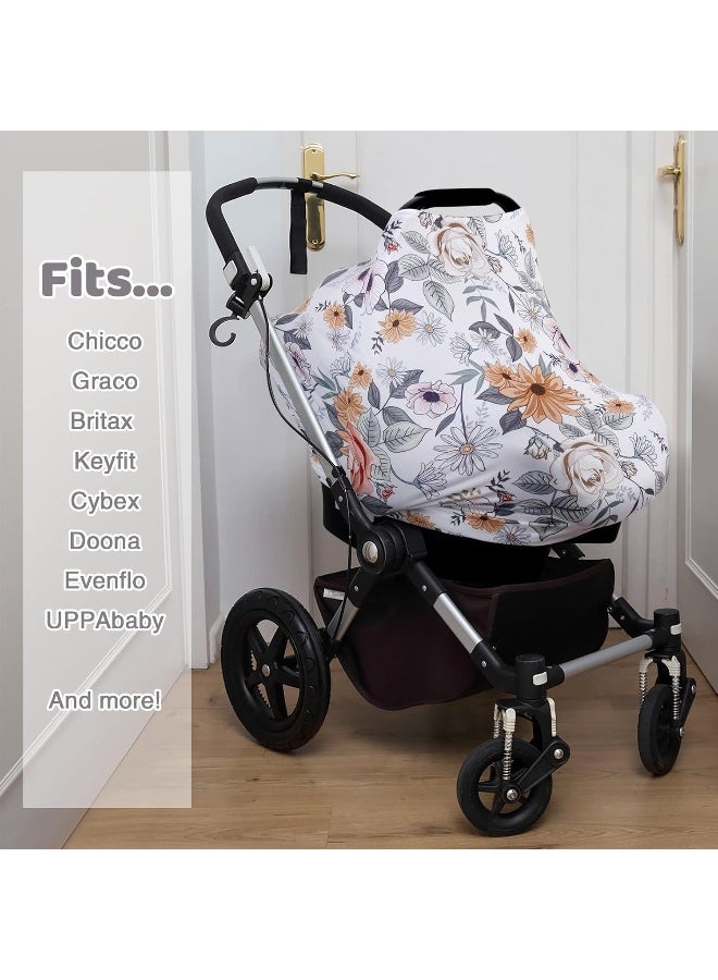 Rquite Car Seat Covers for Babies, Baby Car Seat Canopy Carrier Cover, Breathable Nursing Cover for Breastfeeding, Stretchy Carseat Cover Boys Girls, Multi-Use Infant Carseat Stroller Cover - Image 5