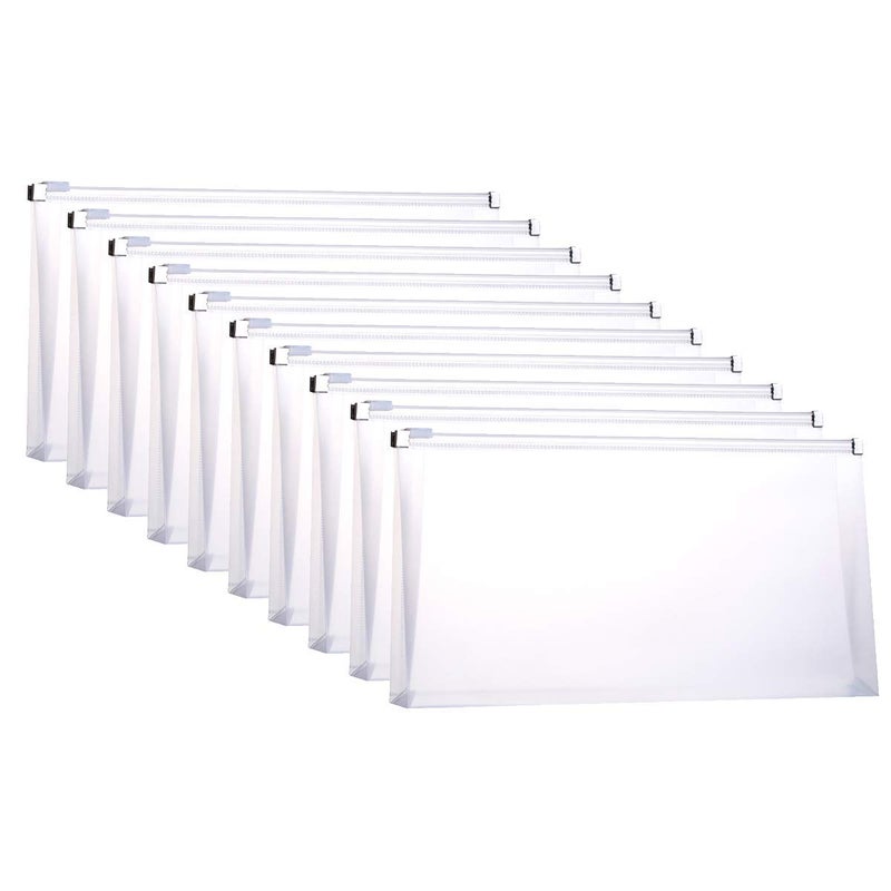 FJCA Plastic Envelopes with Zipper, 5 x 10 Clear Poly Envelope Folder for Money Receipts Coupons Bills, 10 Packs - Image 1