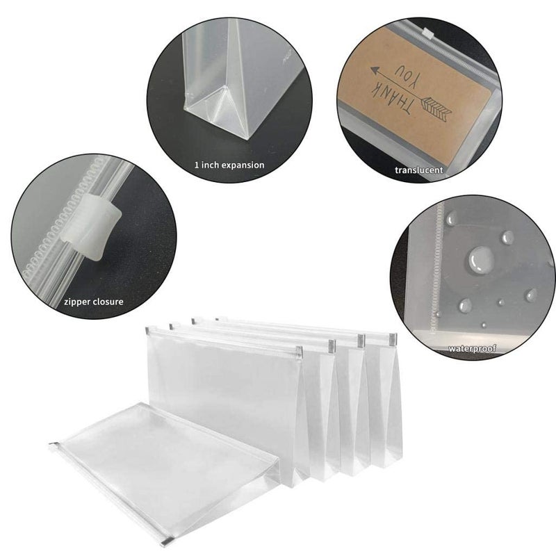 FJCA Plastic Envelopes with Zipper, 5 x 10 Clear Poly Envelope Folder for Money Receipts Coupons Bills, 10 Packs - Image 4