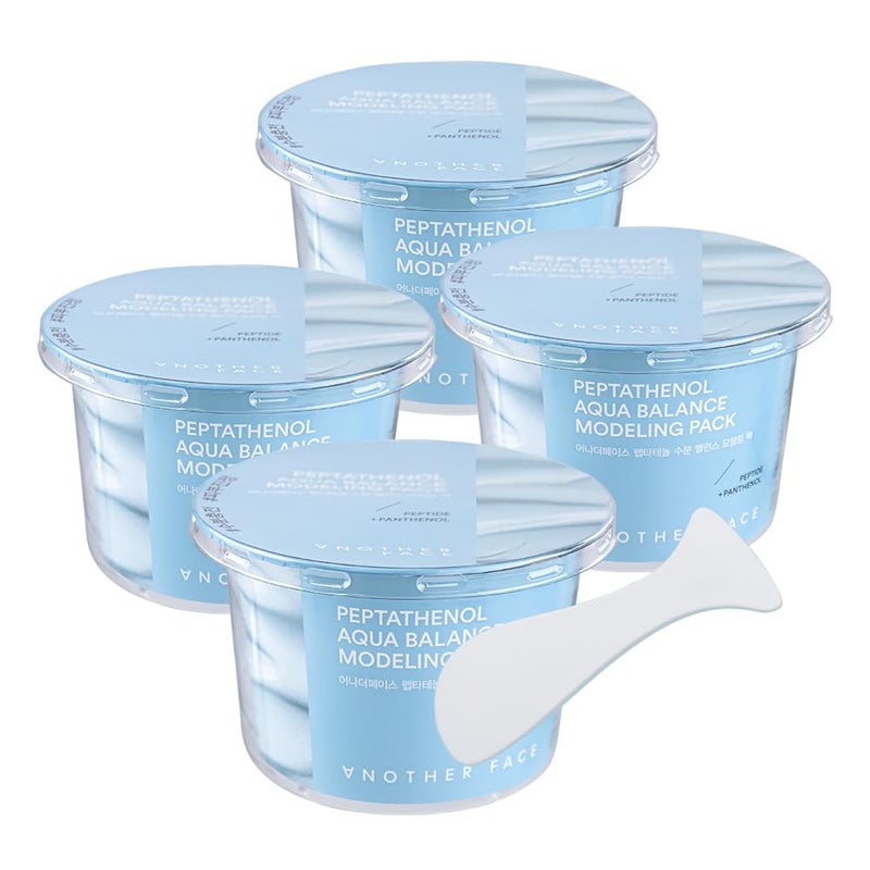 ANOTHERFACE PEPTATHENOL Aqua Balance Modeling Pack Deep Hydrating Cooling Jelly Mask Intensive Calming Soothing Smooth Skin Texture Home Spa Kit Korean Skin Care 4 cups in 1 Pack Vegan