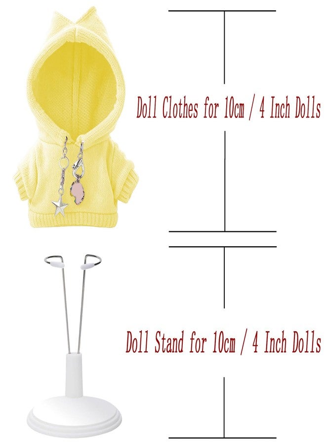 SHUOXUKE Yellow Hooded Sweatshirt Outfit for 10cm Dolls with Adjustable White Display Stand (No Doll Included) - Image 3