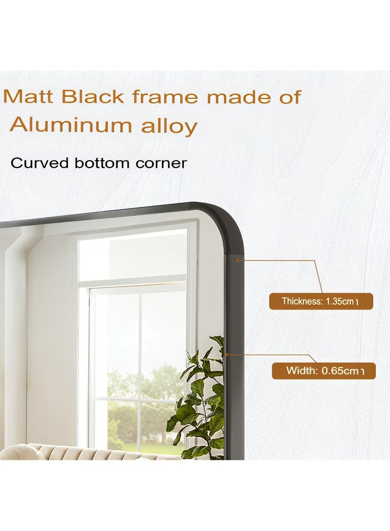 Taimi Rectangular Mirror 120x30cm with Rounded Edges, Full Length Mirror with Stand and Metal Frame, Floor Mirror, Wall Mirror Hanging or Tilt for Living Room, Bedroom, Entryway Black - Image 2