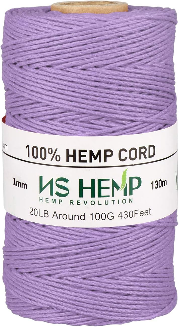 NS HEMP خيط القنب المستدام لصنع المجوهرات والأساور والقلائد والحرف اليدوية - 1 مم 130 متر (006 لافندر) - Image 1
