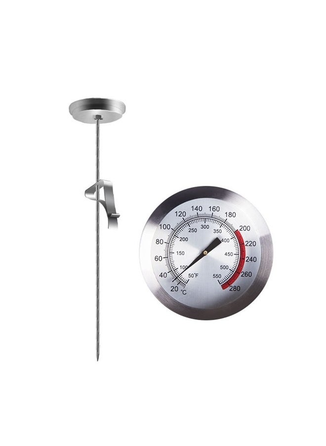 yongsheng Stainless Steel Meat Thermometer Silver，Lightbeam Long Stem Deep Fry Thermometer with Clamp, Instant Read Dial Meat BBQ Thermometer for Deep Fry, Grill, Turkey, Candy, Coffee etc  - Image 1