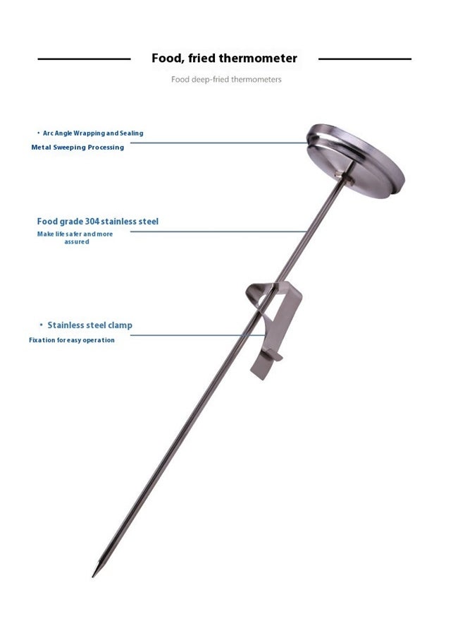 yongsheng Stainless Steel Meat Thermometer Silver，Lightbeam Long Stem Deep Fry Thermometer with Clamp, Instant Read Dial Meat BBQ Thermometer for Deep Fry, Grill, Turkey, Candy, Coffee etc  - Image 4