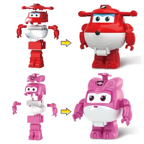 Super Wings Building Blocks Jett Dizzy 2in1 Airplane and Rescue Bots Building Toys Transformable Building Blocks for Toddlers Kids Ages 3 4 5 6 7 - Image 1