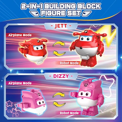 Super Wings Building Blocks Jett Dizzy 2in1 Airplane and Rescue Bots Building Toys Transformable Building Blocks for Toddlers Kids Ages 3 4 5 6 7 - Image 5