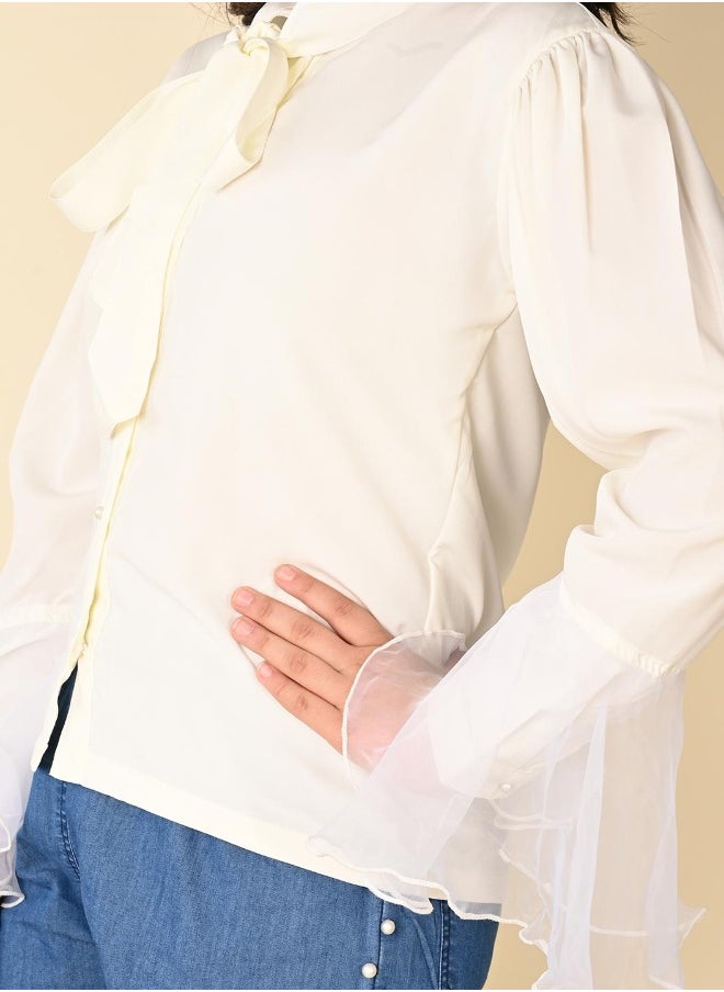 LILPICKS Balloon Sleeve Shirt with Embroidered Jogger Jeans Set  - Image 4
