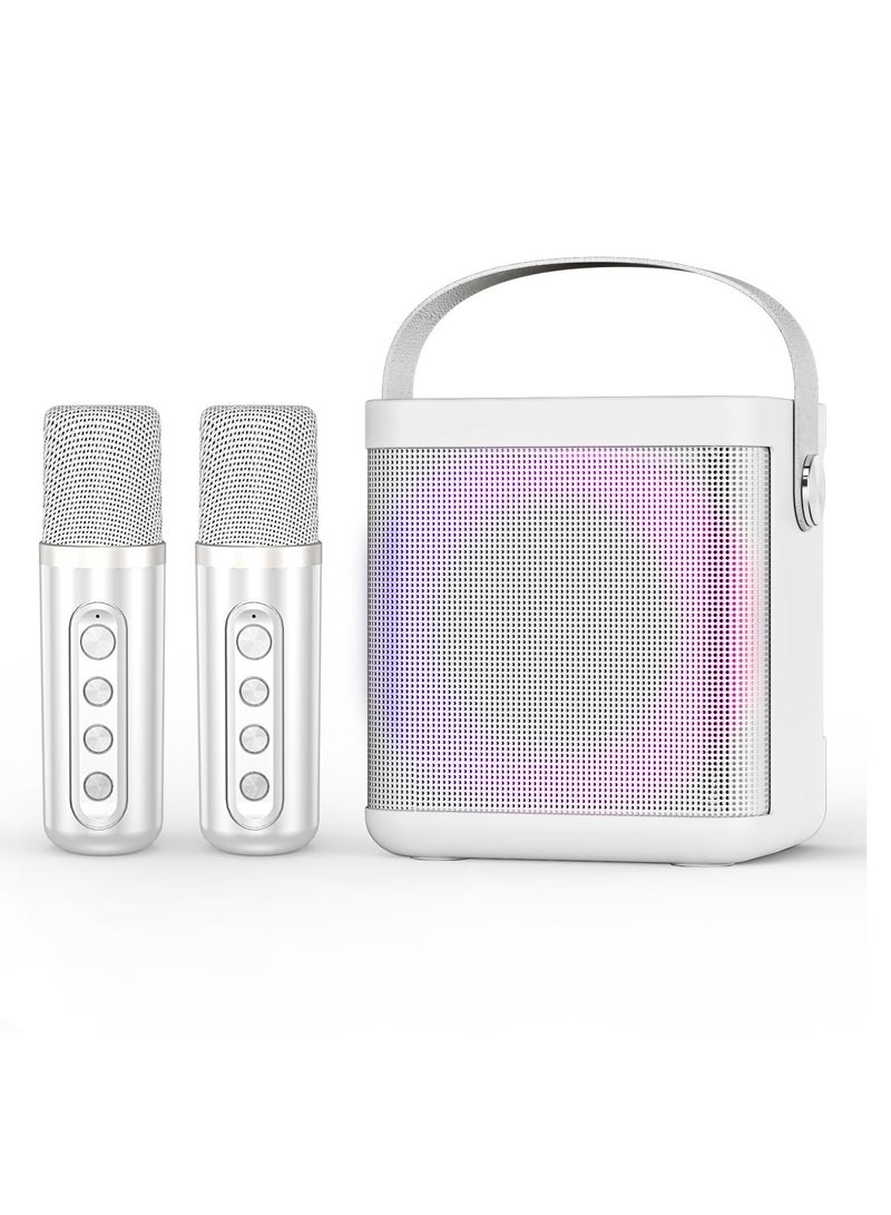 YS307 Home Karaoke Portable Bluetooth Speaker Dual Wireless Microphone White  - Image 1