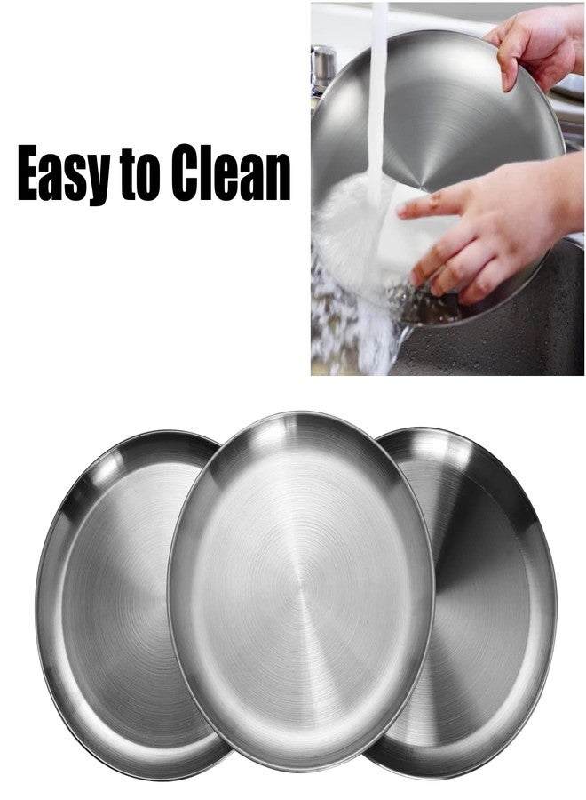 CAMBUY Stainless Steel Plates 10 inch Metal Lightweight Unbreakable Dinner Dishes Plates Set Non-Toxin Dishwasher Safe BPA Free and Healthy (4 Pcs) - Image 5