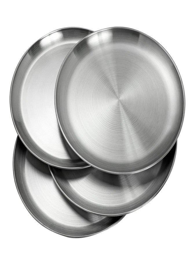 CAMBUY Stainless Steel Plates 10 inch Metal Lightweight Unbreakable Dinner Dishes Plates Set Non-Toxin Dishwasher Safe BPA Free and Healthy (4 Pcs) - Image 4