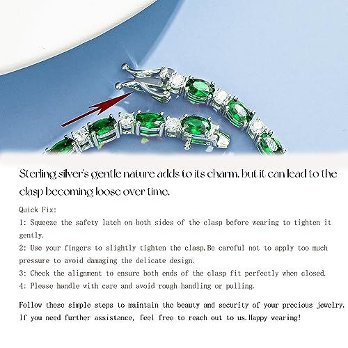 FANCIME September Birthstone Bracelet Sterling Silver Created Sapphire Tennis Bracelet Cubic Zirconia Oval Gemstone Dainty Fine Jewelry for Women 7" - Image 5