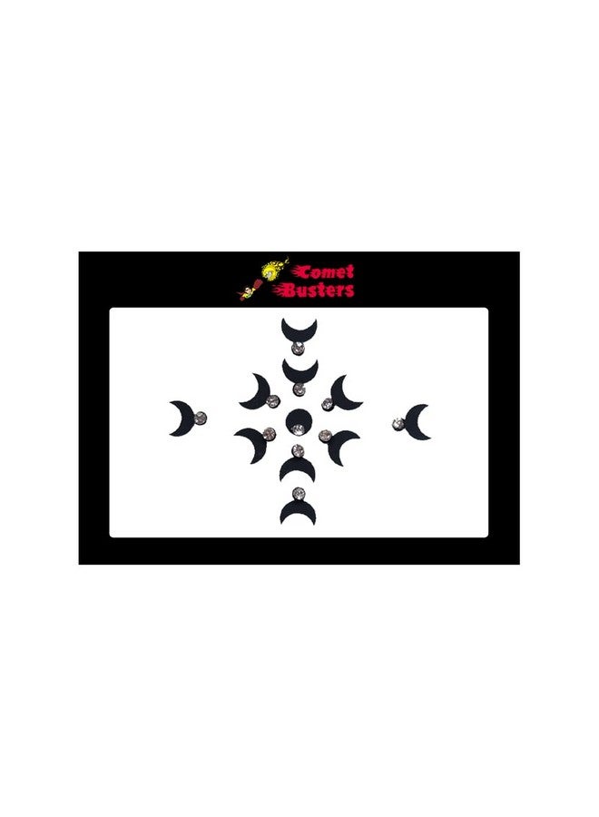 Comet Busters Beautiful Handcrafted Black Moon Bindis With Silver Stone (5mm) (BIN1779) - Image 4
