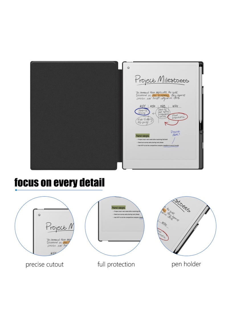 My Choice Remarkable Paper Pro 11.8”, Slim Hard Back Shell Protective Auto Sleep/Wake Book Folio Cover with Pen Holder for Remarkable Paper Pro Tablet 2024 Released, Black - Image 4