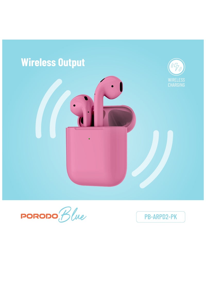 بورودو سماعات أذن لاسلكية Deep Bass 2 / تحكم باللمس / شحن لاسلكي / سماعات أذن مستقلة / وقت عمل 20 ساعة / ENC / مواد ممتازة / بلوتوث v5 / منفذ شحن Type-C - وردي - Image 2