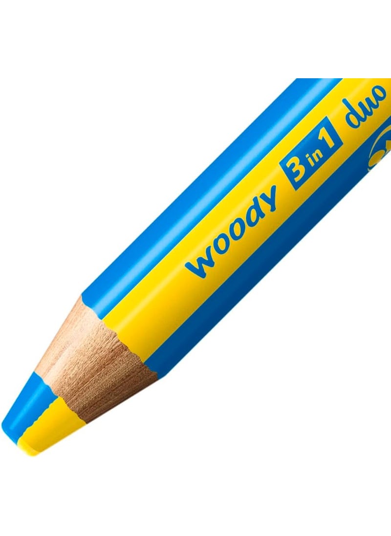 STABILO STABILO MultiTalented Pencil woody 3 in 1 duo  Pack of 10  Assorted Colors with Sharpener  - Image 3