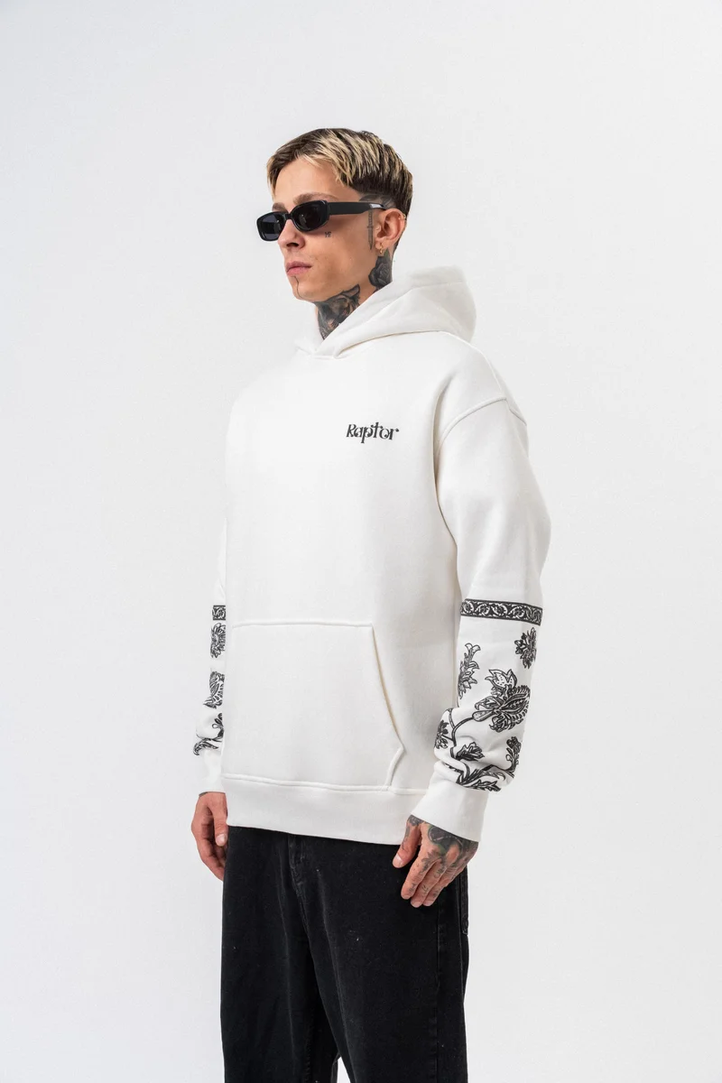 RESPIRE Men’s Raptor Printed Oversize Hoodie Ecru