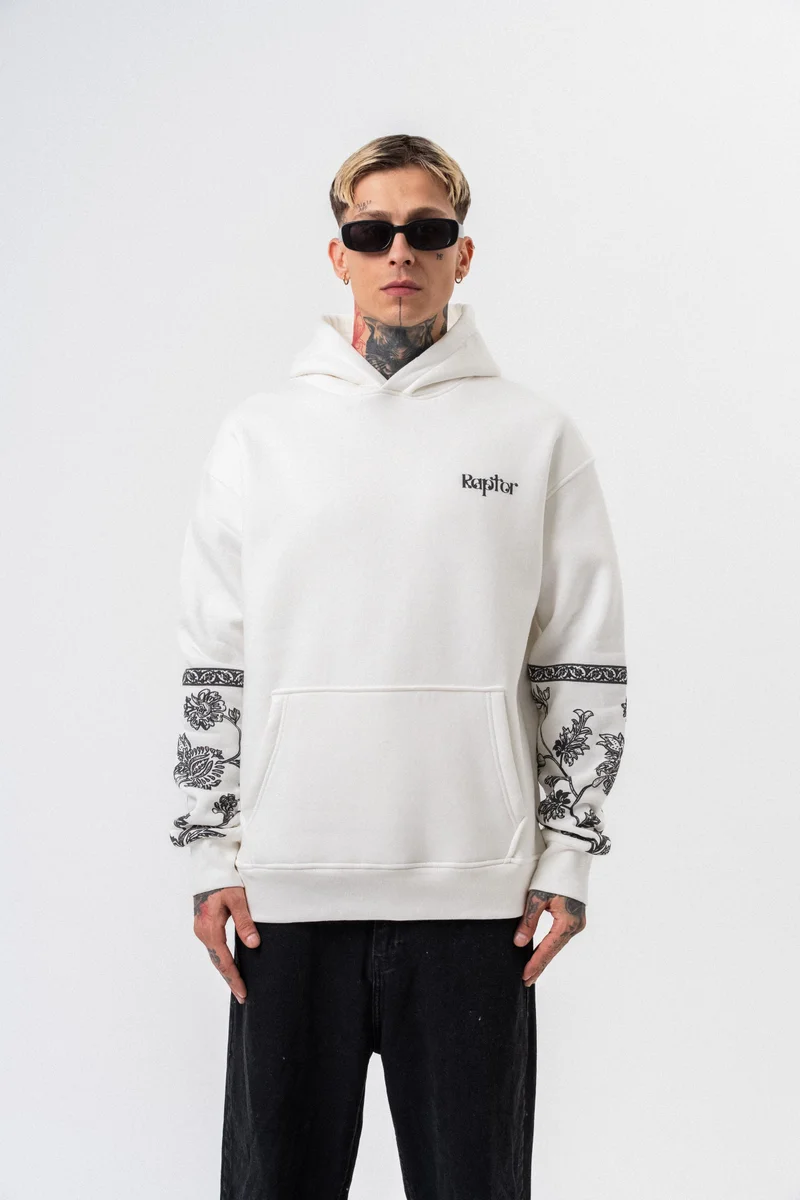 RESPIRE Men’s Raptor Printed Oversize Hoodie Ecru