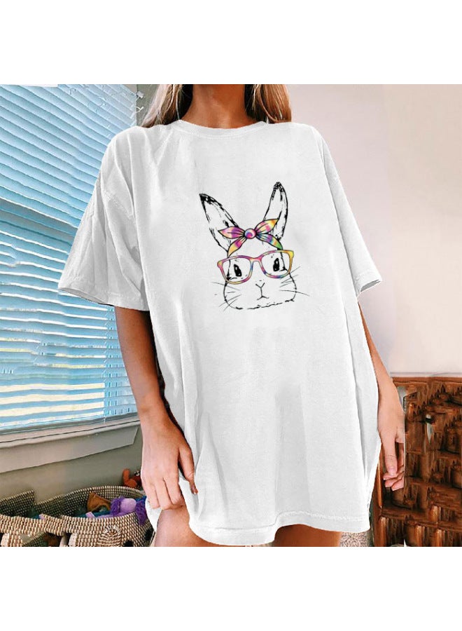 Spring And Summer New Print Round Neck Casual Short Sleeve Loose Fit Large Size - Image 1